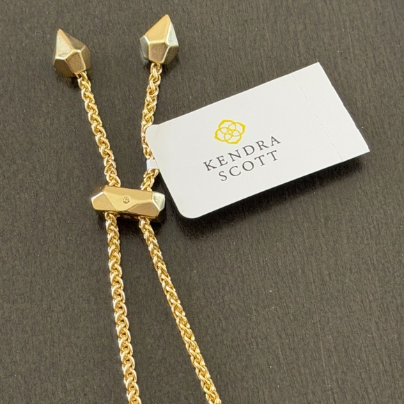 Kendra Scott 14K Gold Plated Cynthia Navy Cats Eye Glass Chain Bracelet - Picture 7 of 8